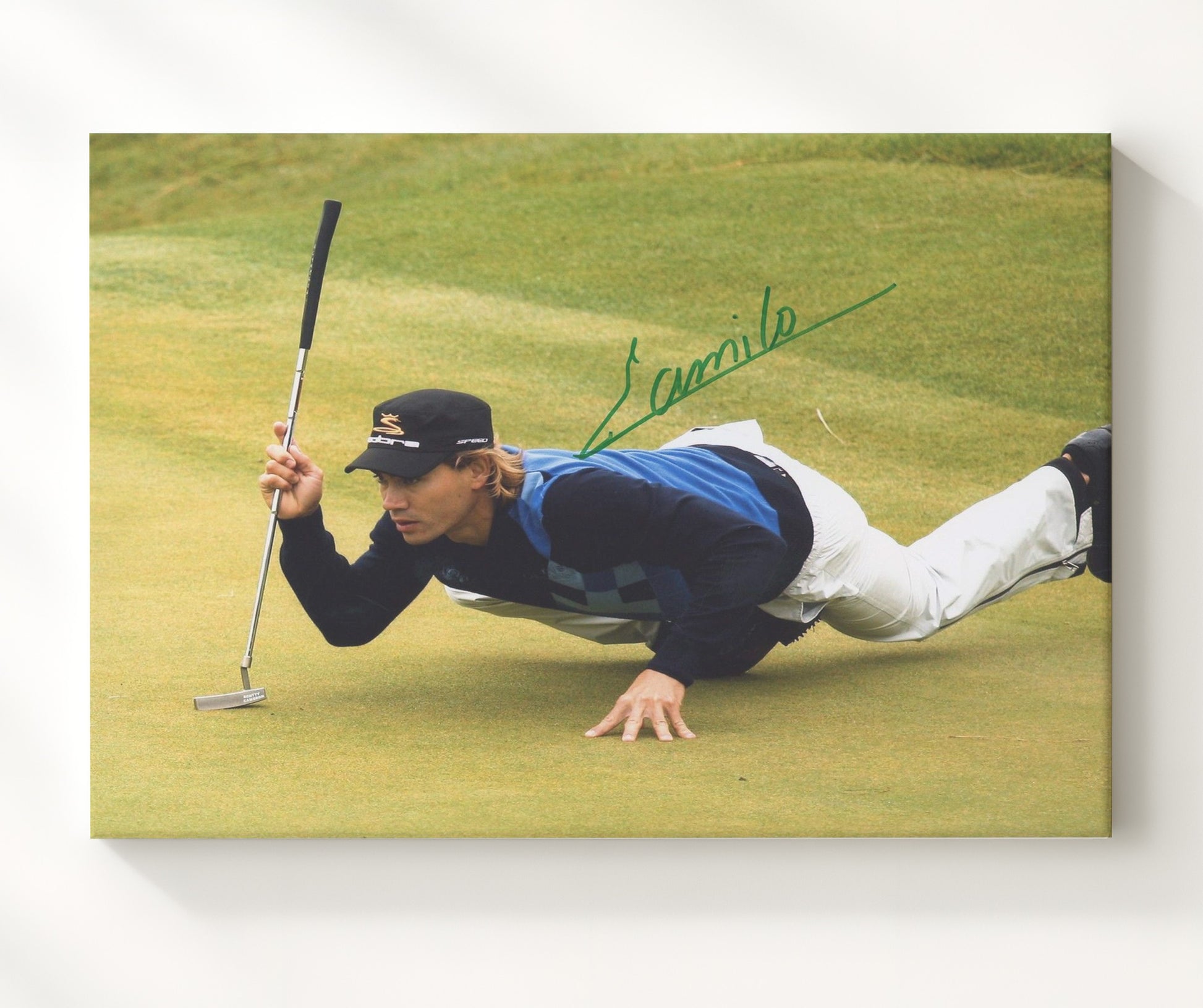 Camilo Villegas - Augusta Green Reading Pose golf wall art 20x24 Canvas