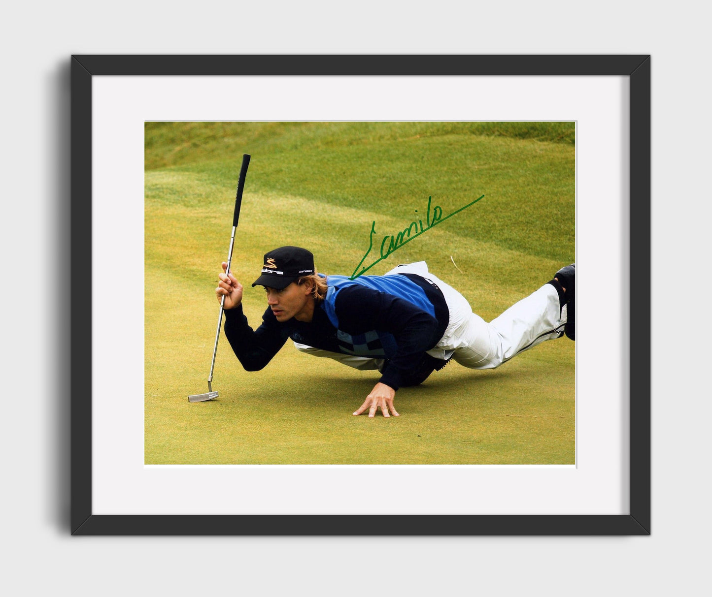Camilo Villegas - Augusta Green Reading Pose golf wall art 16x20 Gallery Frame