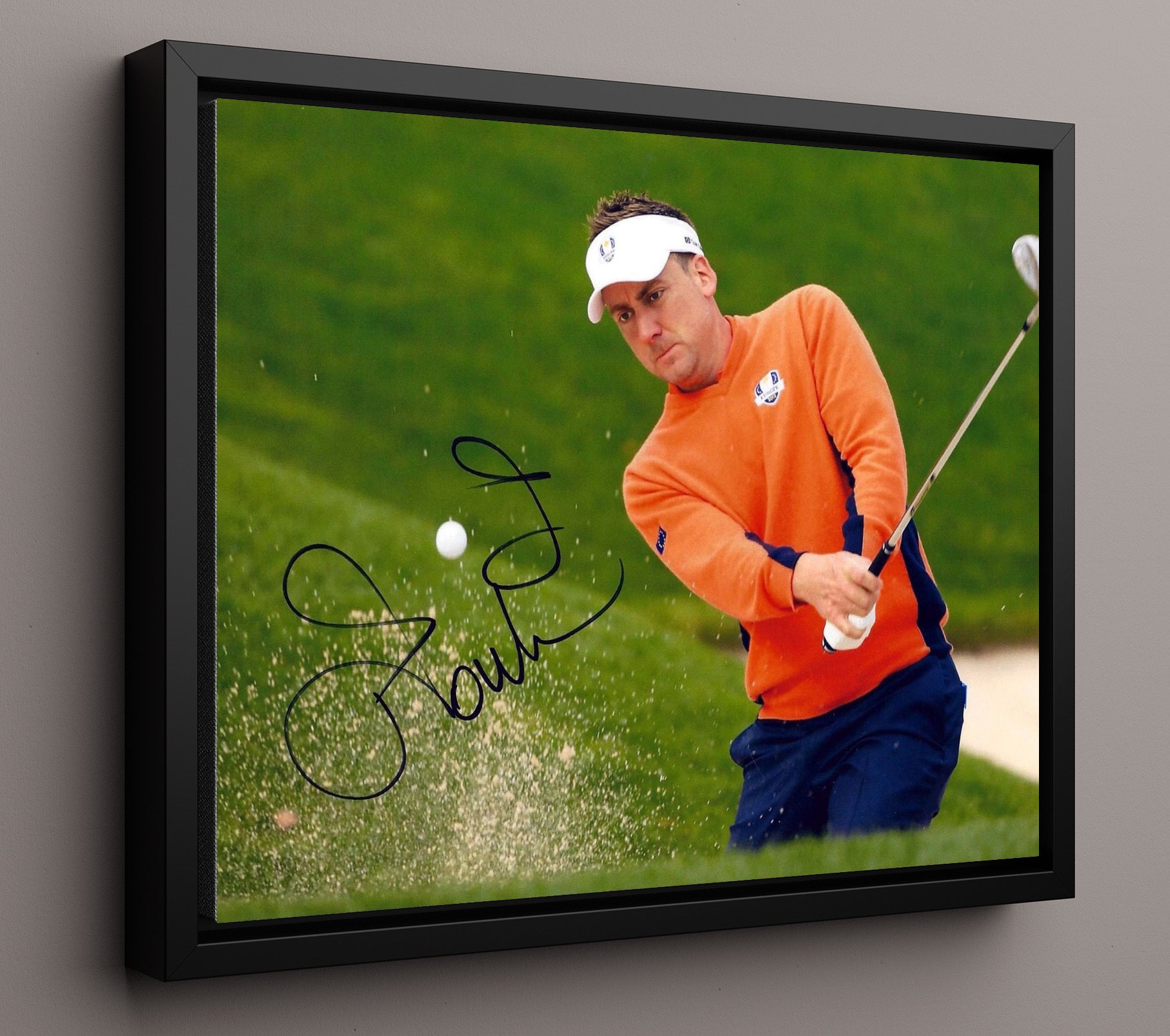 Ian Poulter - Competitive Follow Through golf wall art 16x20 Framed Canvas