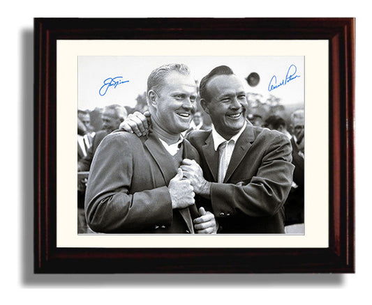 Jack Nicklaus and Arnold Palmer - Historic Champions Embrace golf wall art 8x10 Beveled Frame
