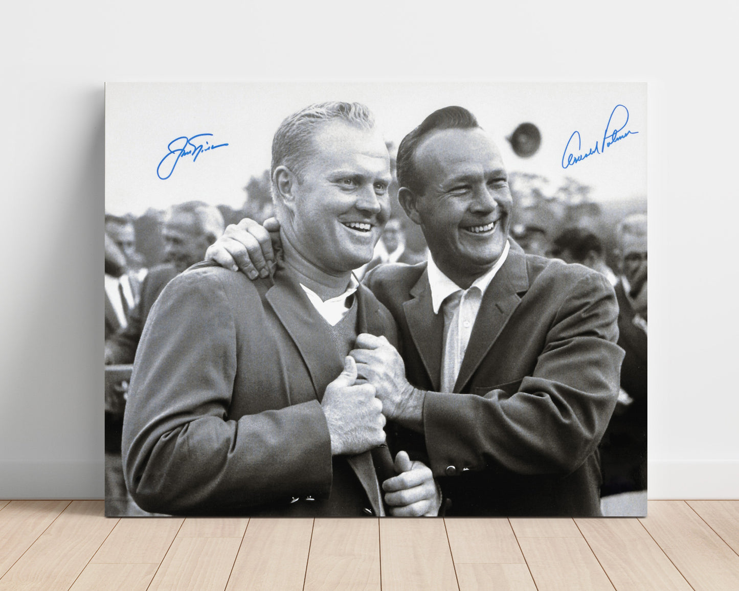 Jack Nicklaus and Arnold Palmer - Historic Champions Embrace golf wall art 16x20 Unframed Print