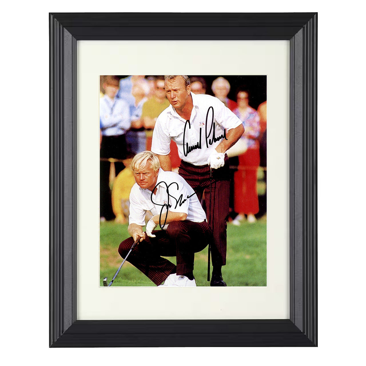 Jack Nicklaus and Arnold Palmer – Tournament Strategy Moment 8x10 matted black framed golf wall art