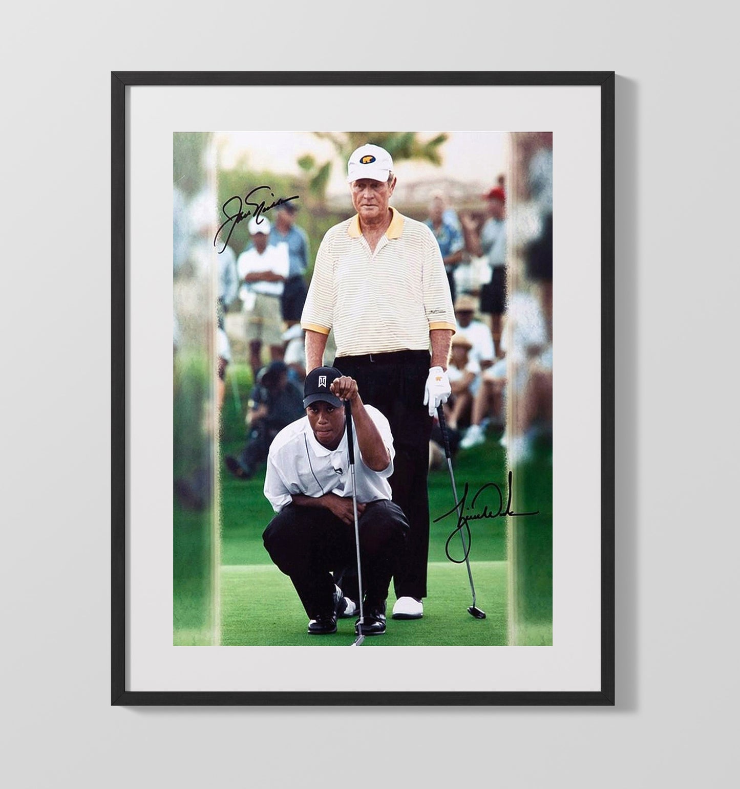 Jack Nicklaus and Tiger Woods - Generations on the Green golf wall art 16x20 Gallery Frame