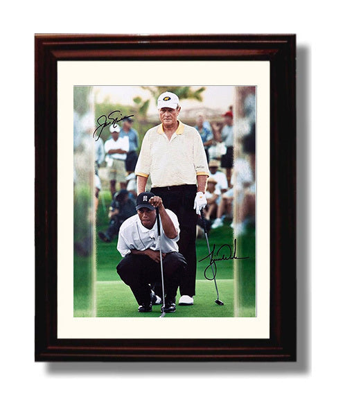 Jack Nicklaus and Tiger Woods - Generations on the Green golf wall art 8x10 Beveled Frame