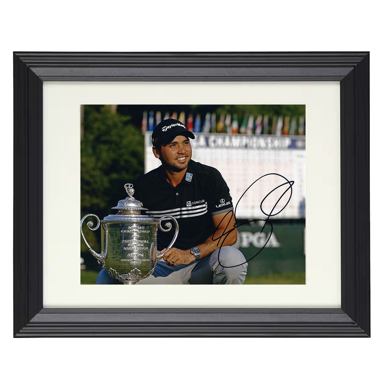 Jason Day – Tournament Follow Through 8x10 matted black framed golf wall art