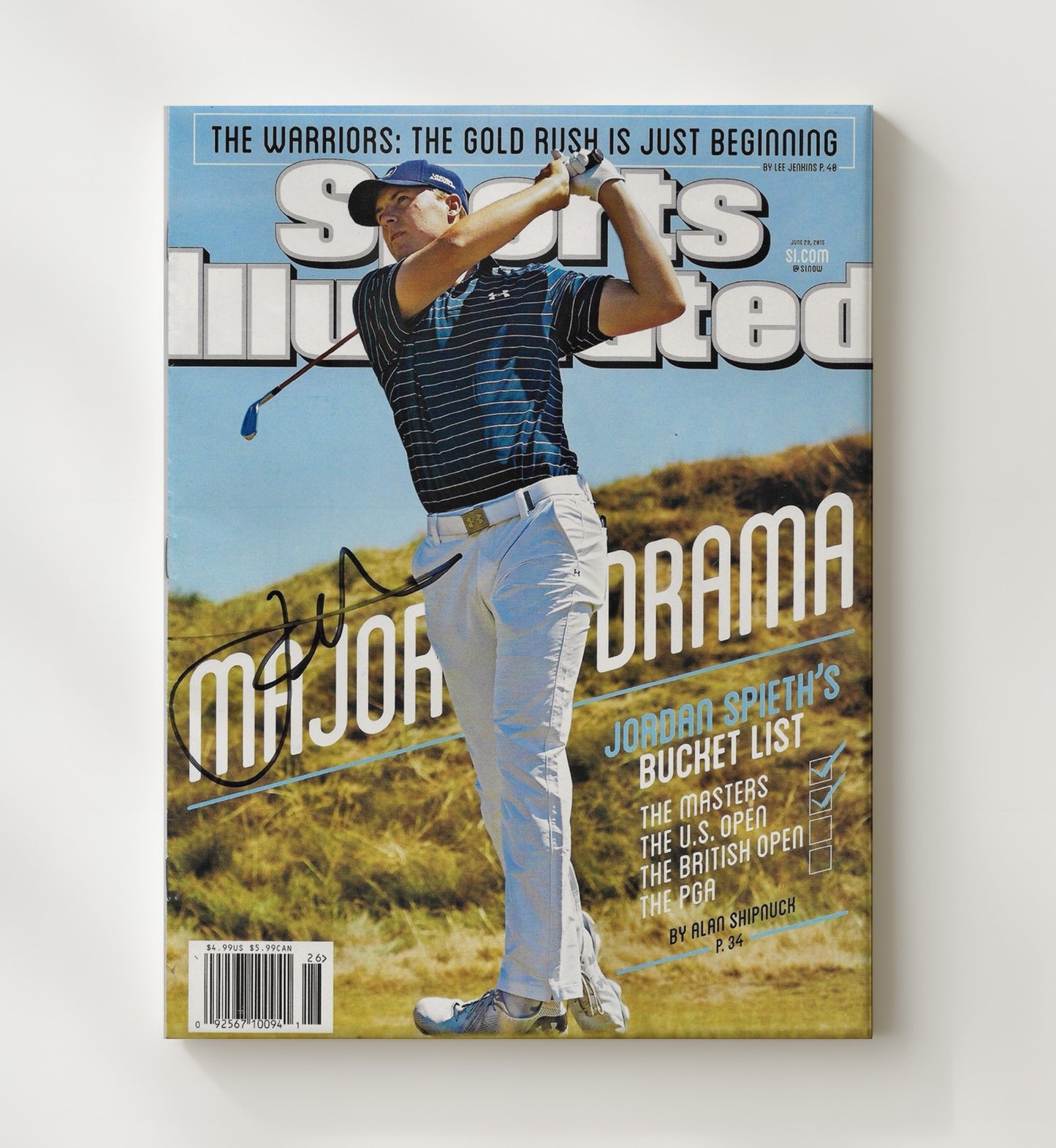 Jordan Spieth - 2015 Augusta Champion SI Cover golf wall art 20x24 Canvas