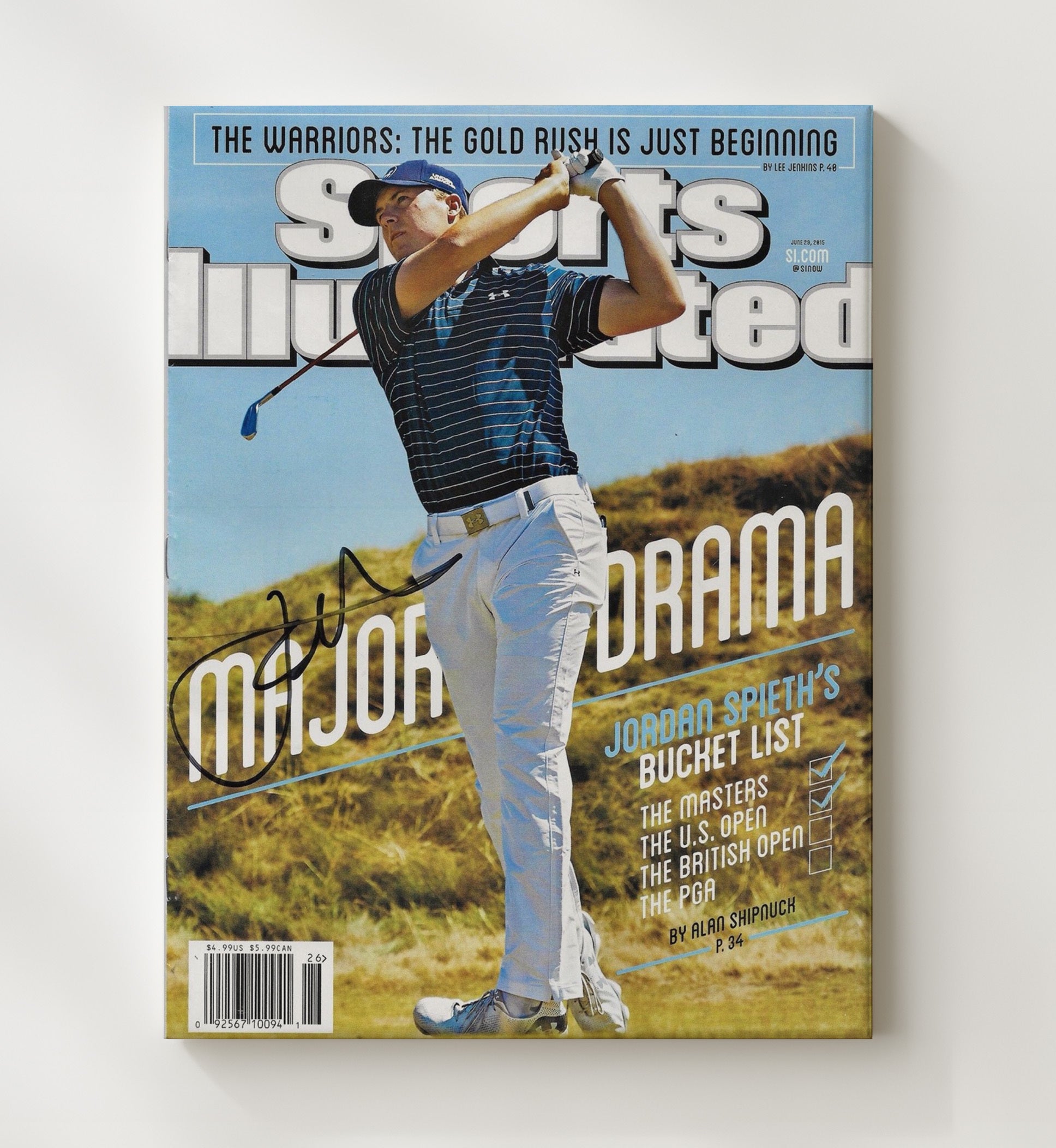 Jordan Spieth - 2015 Augusta Champion SI Cover golf wall art 20x24 Canvas