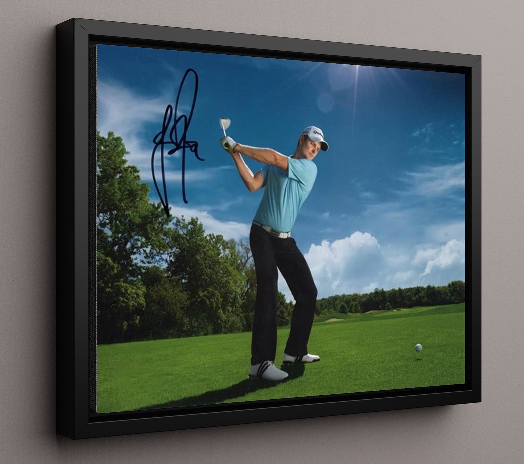 Justin Rose - Championship Follow Through golf wall art 16x20 Framed Canvas