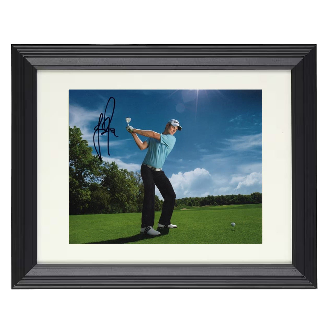 Justin Rose – Championship Follow Through 8x10 matted black framed golf wall art