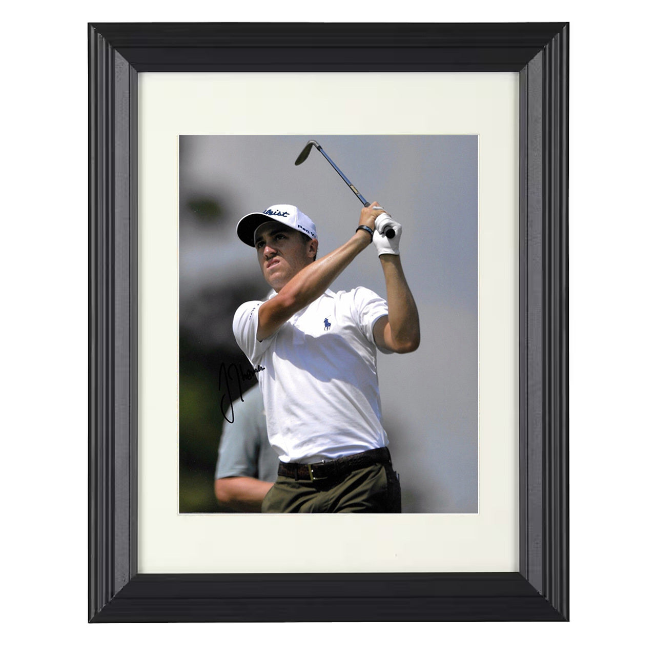 Justin Thomas – Major Championship Follow Through 8x10 matted black framed golf wall art
