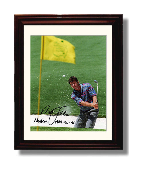 Nick Faldo - Bunker Shot Champion Form golf wall art 8x10 Beveled Frame
