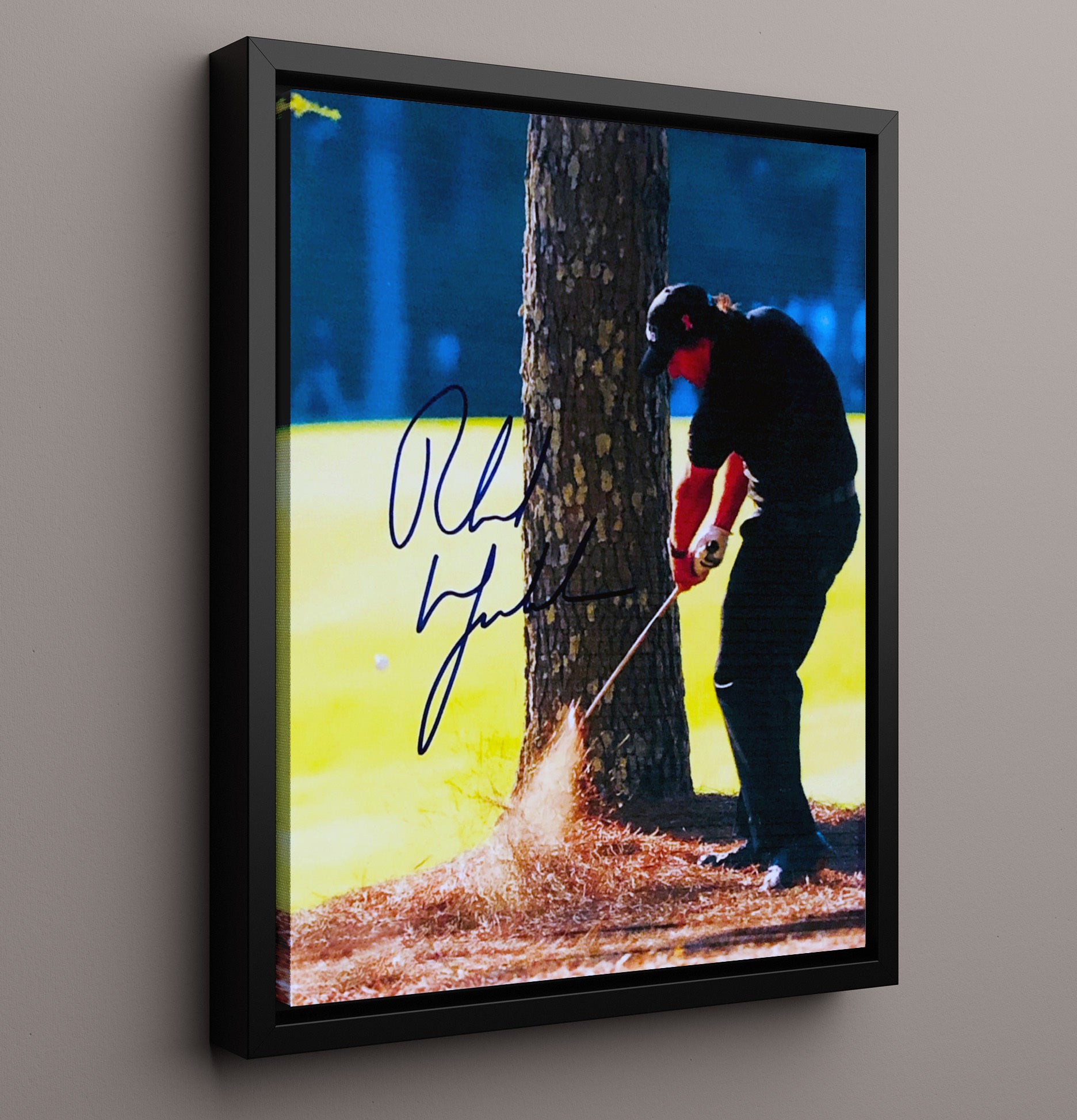 Phil Mickelson - Pine Straw Recovery Shot golf wall art 16x20 Framed Canvas