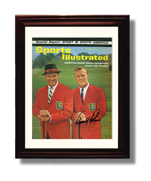 Sam Snead and Arnold Palmer - 1962 SI Cover Argentina Bound golf wall art 8x10 Beveled Frame