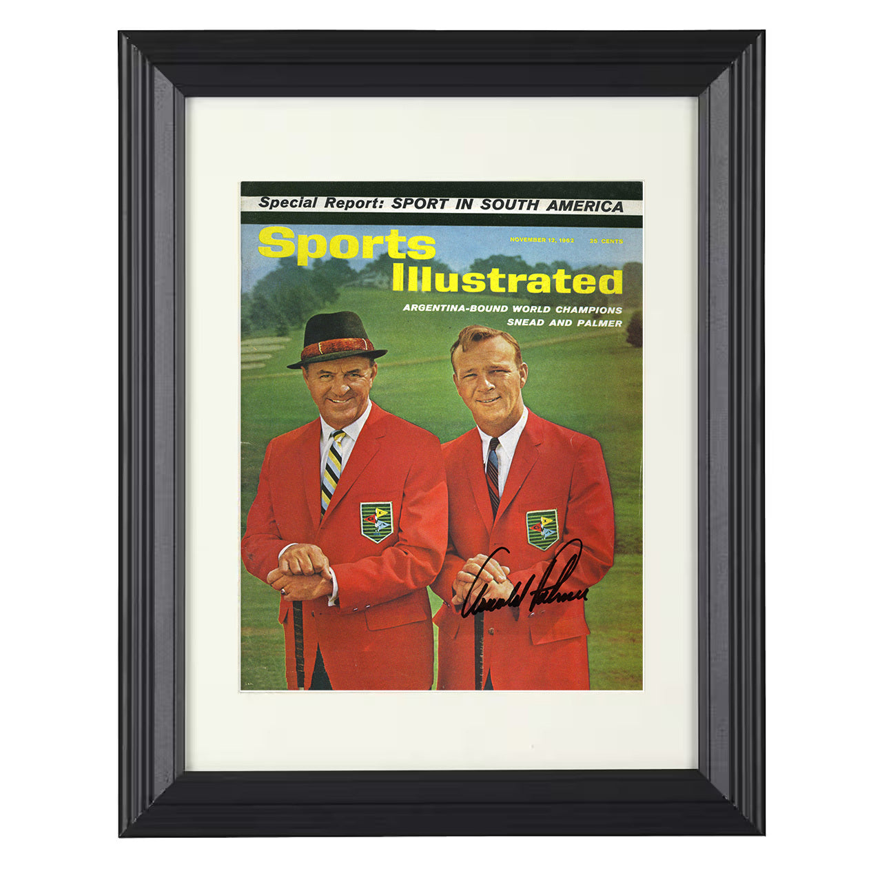 Sam Snead and Arnold Palmer – Argentina Bound 1962 SI 8x10 matted black framed golf wall art