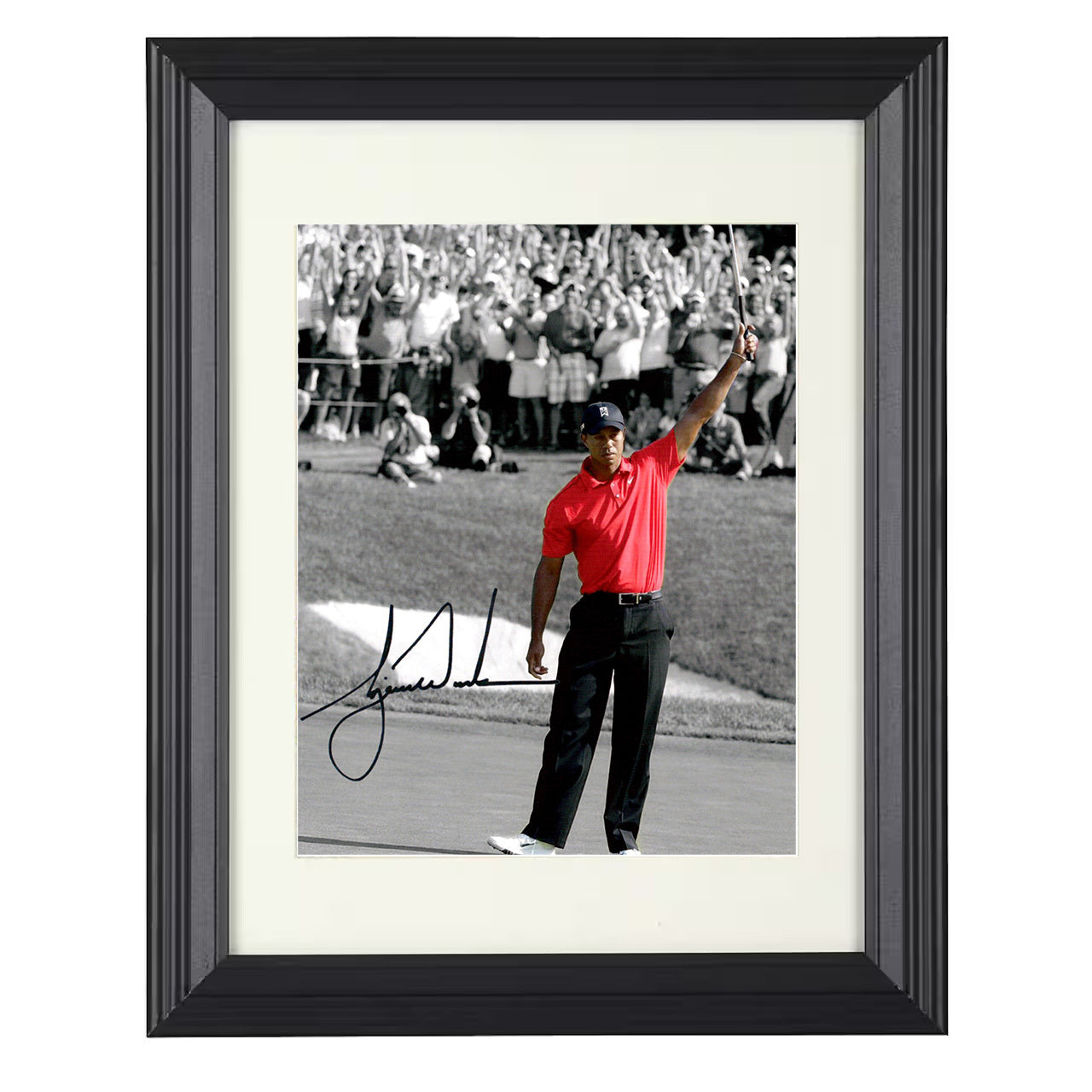 Tiger Woods – Augusta Victory Salute 8x10 matted black framed golf wall art
