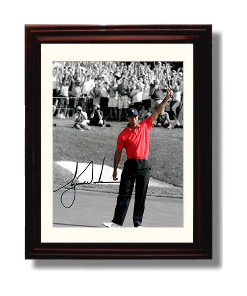 Tiger Woods - Augusta Victory Salute golf wall art 8x10 Beveled Frame