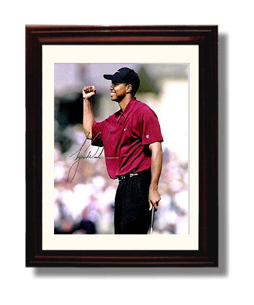 Tiger Woods - Fist Pump Championship Moment golf wall art 8x10 Beveled Frame