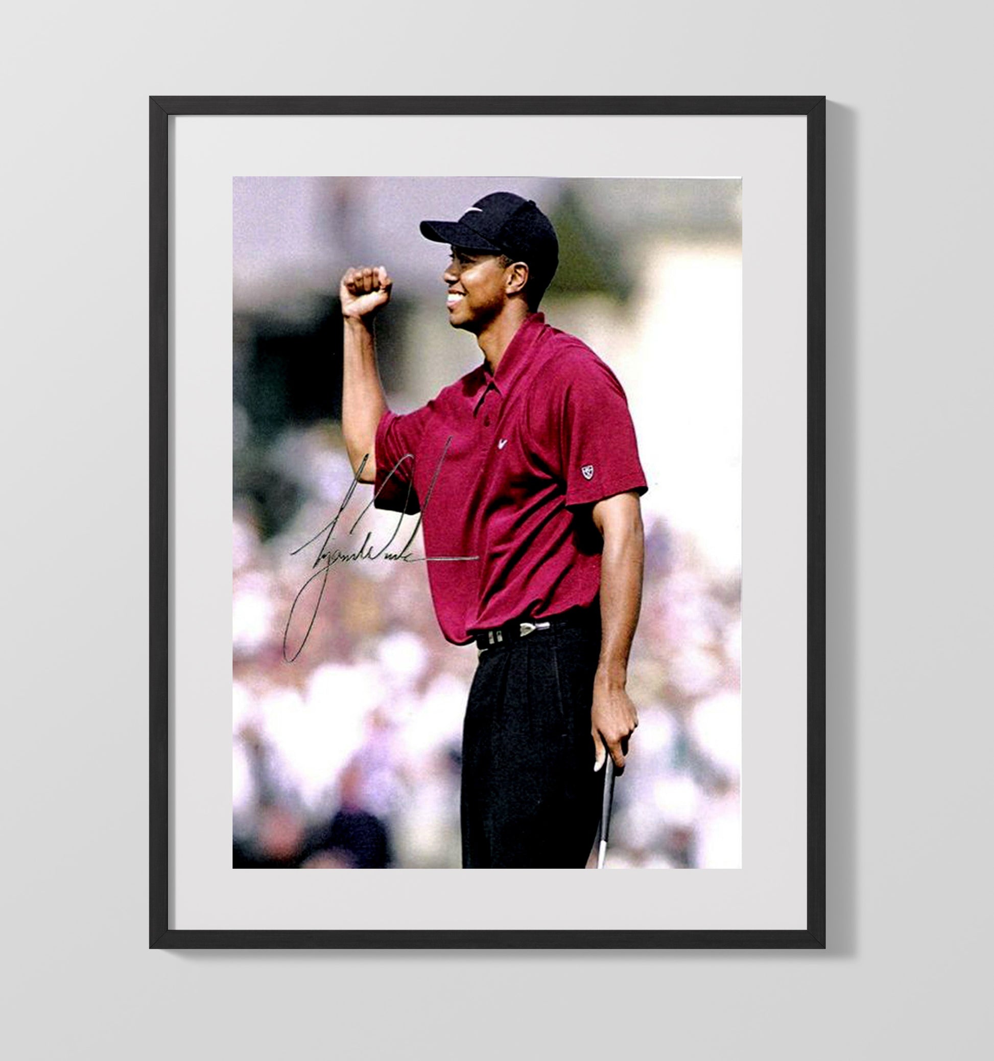 Tiger Woods - Fist Pump Championship Moment golf wall art 16x20 Gallery Frame