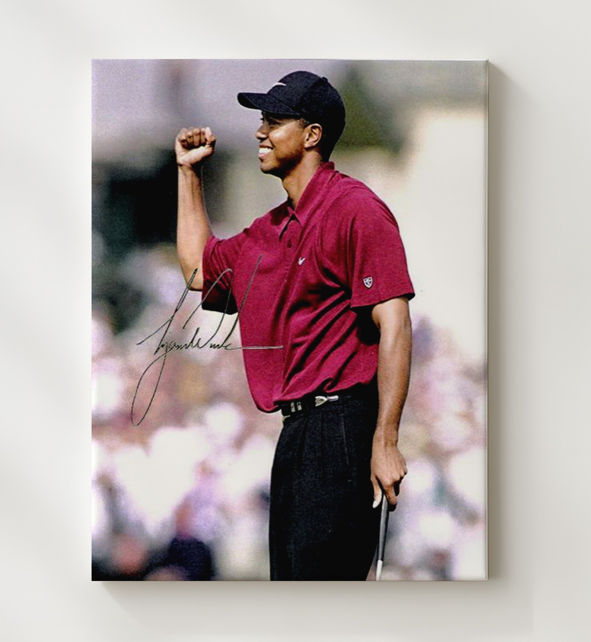 Tiger Woods - Fist Pump Championship Moment golf wall art 20x24 Canvas