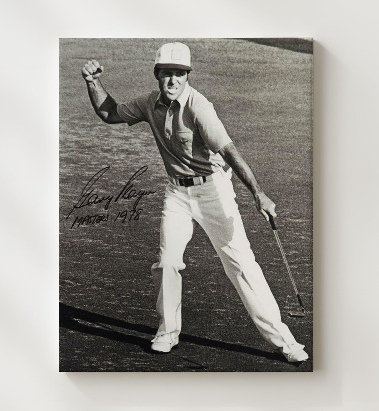 Golf Autograph Print - Gary Player 1978 Masters - Black Knight Triumph golf wall art 20x24 Canvas