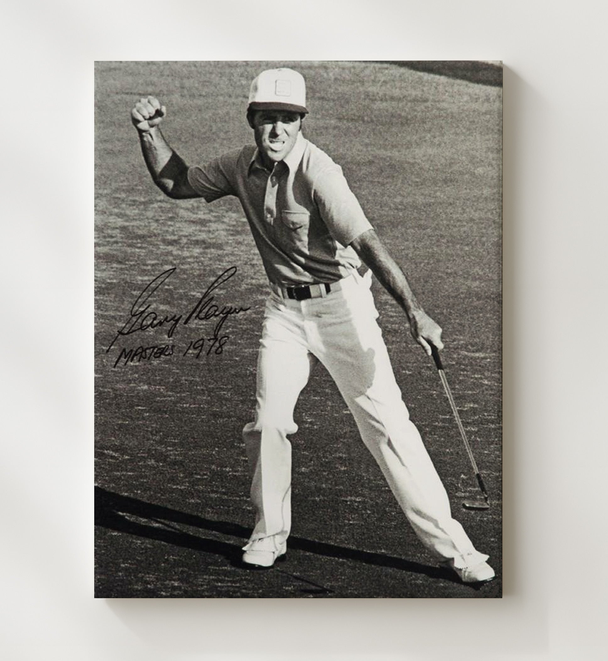 Golf Autograph Print - Gary Player 1978 Masters - Black Knight Triumph golf wall art 20x24 Canvas