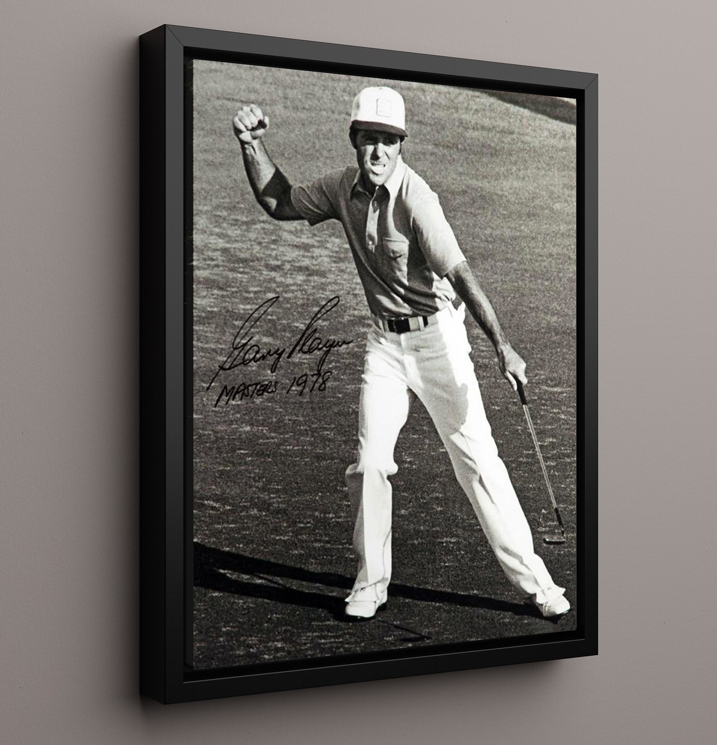 Golf Autograph Print - Gary Player 1978 Masters - Black Knight Triumph golf wall art 16x20 Framed Canvas