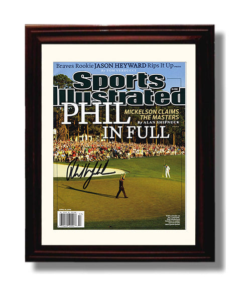 Golf Autograph Print - Phil Mickelson 2010 Masters - Lefty in Full golf wall art 8x10 Beveled Frame