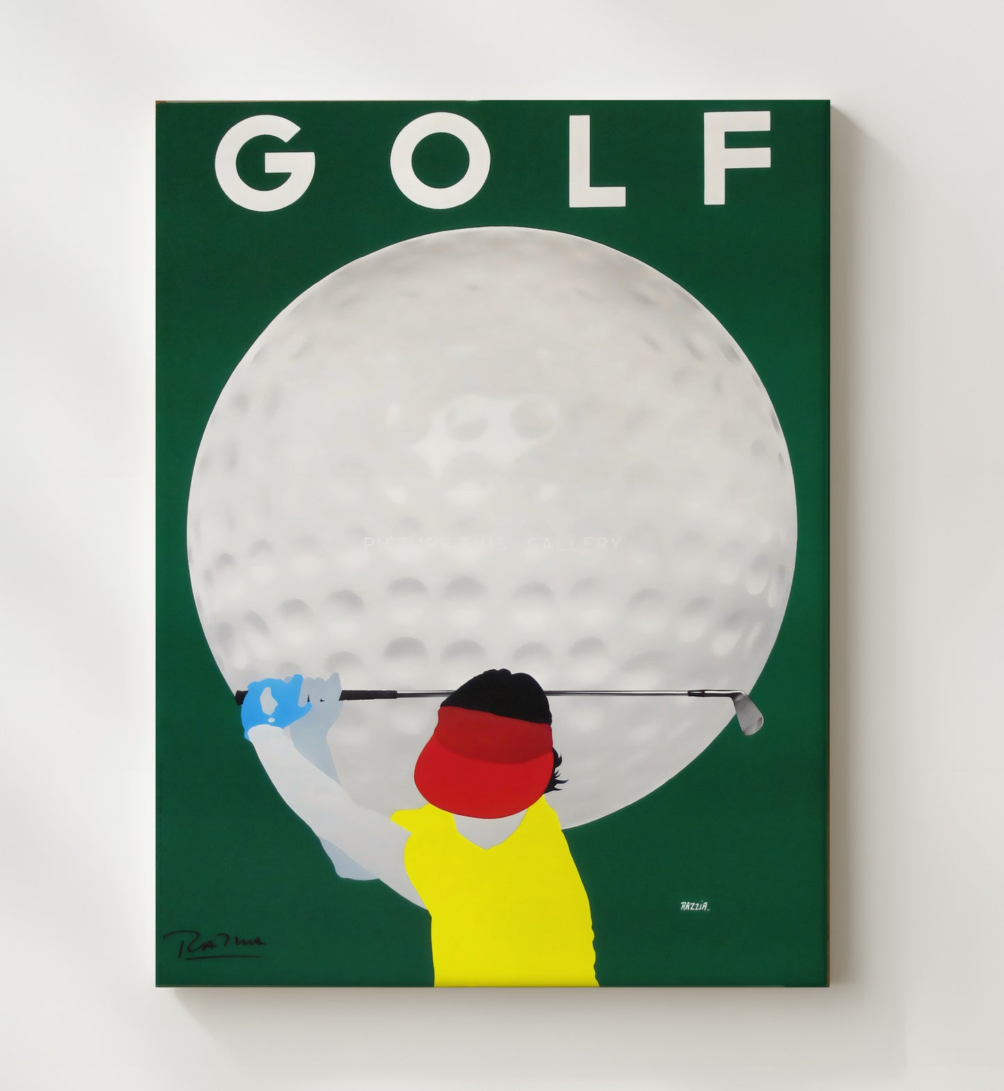 Golf Poster - Giant Golf Ball Swing - Retro Power Drive golf wall art 20x24 Canvas