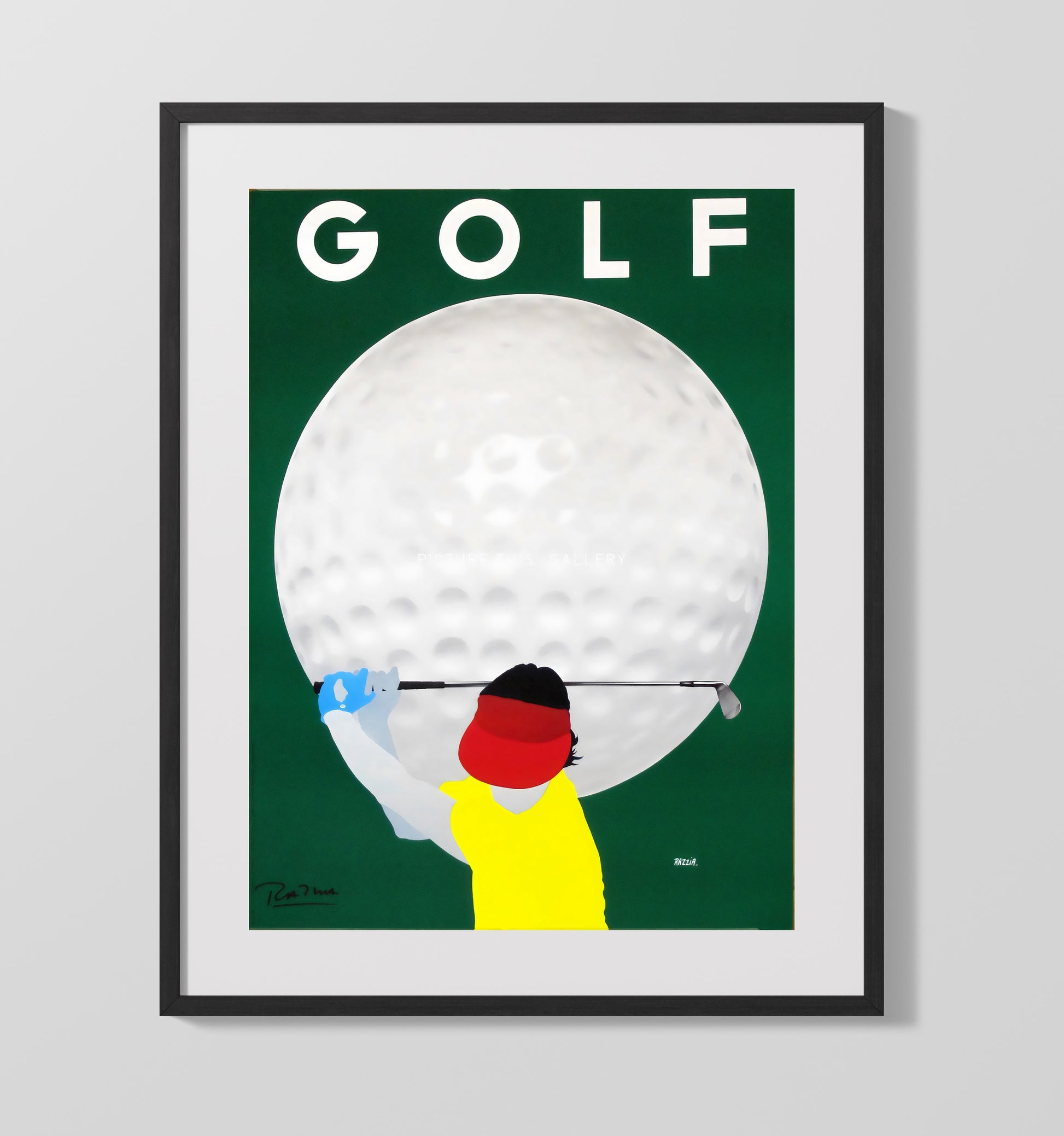 Giant Golf Ball Swing - Retro Power Drive Golf Wall Art