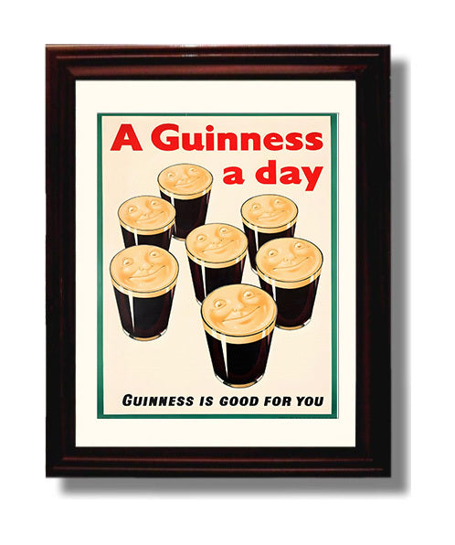A Guinness A Day Smiling Pint Glasses Poster Guinness Wall Art