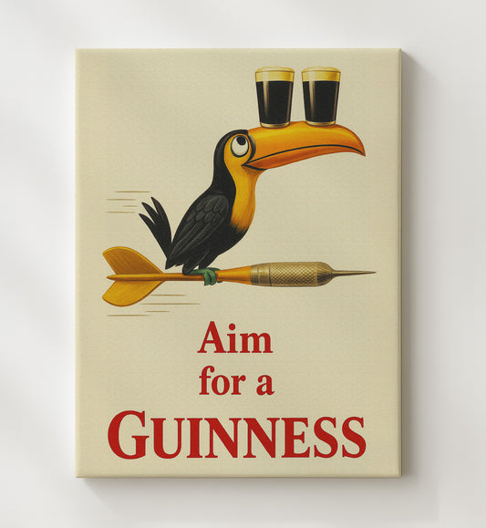 Guinness Aim for a Guinness - Toucan Dart 8x10 Canvas vintage Guinness beer poster wall art