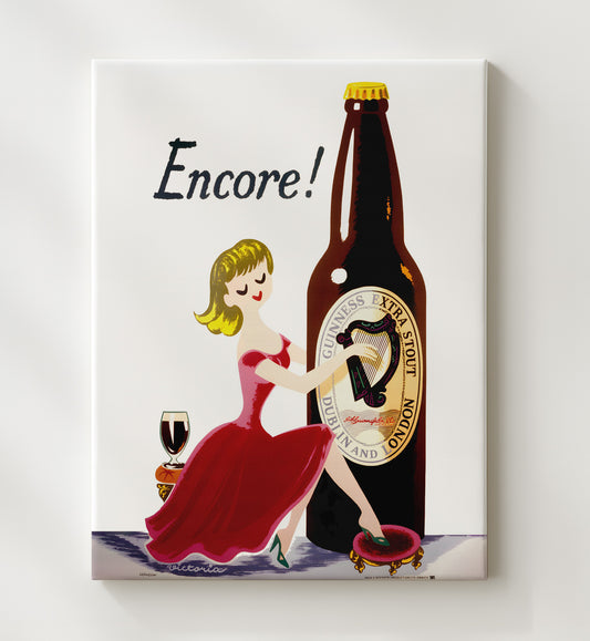 Guinness Encore - Bottle Illustration 8x10 Canvas vintage Guinness beer poster wall art