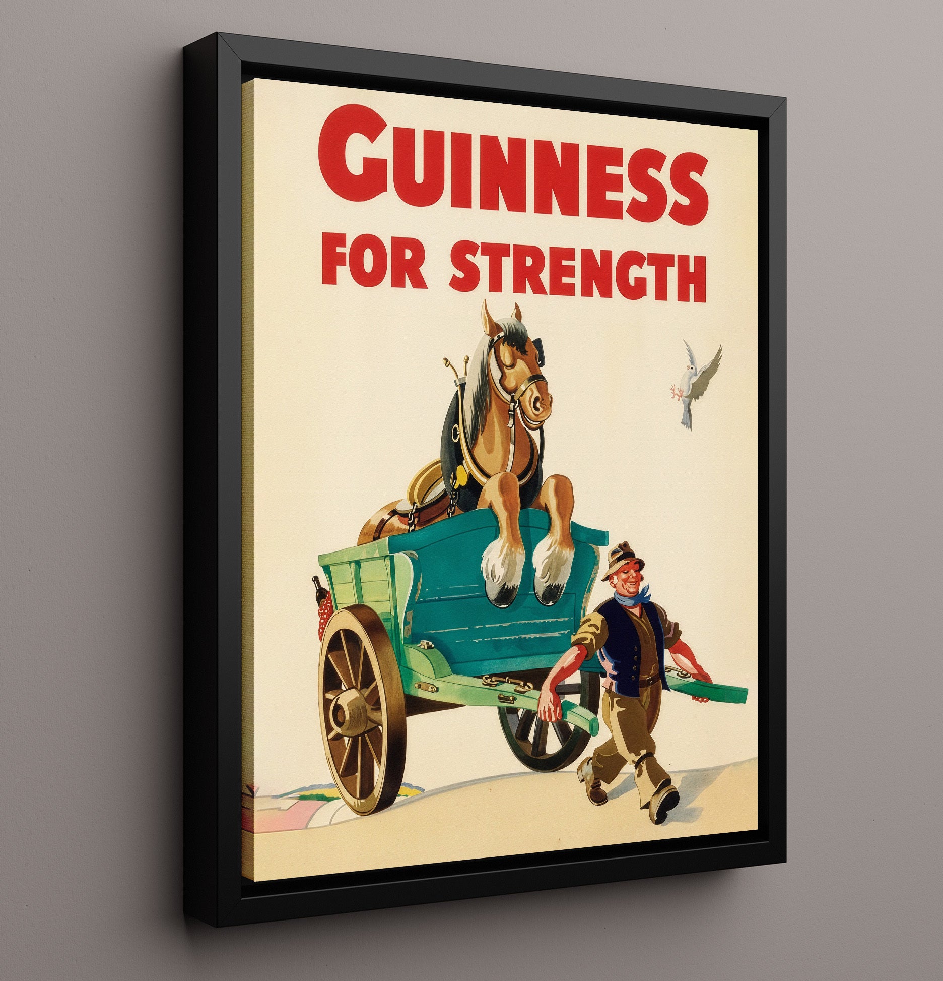 For Strength Horse Cart Poster Guinness Wall Art