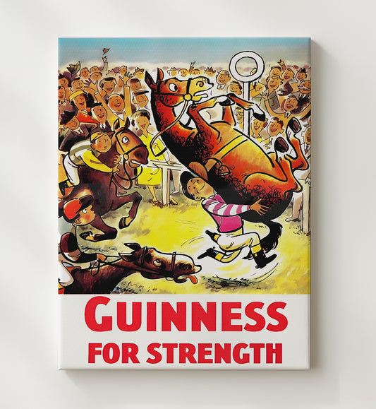 Guinness for Strength - Horse Jump Racing 8x10 Canvas vintage Guinness beer poster wall art