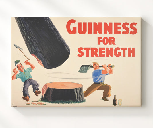 Guinness for Strength - Lumberjack Log 8x10 Canvas vintage Guinness beer poster wall art