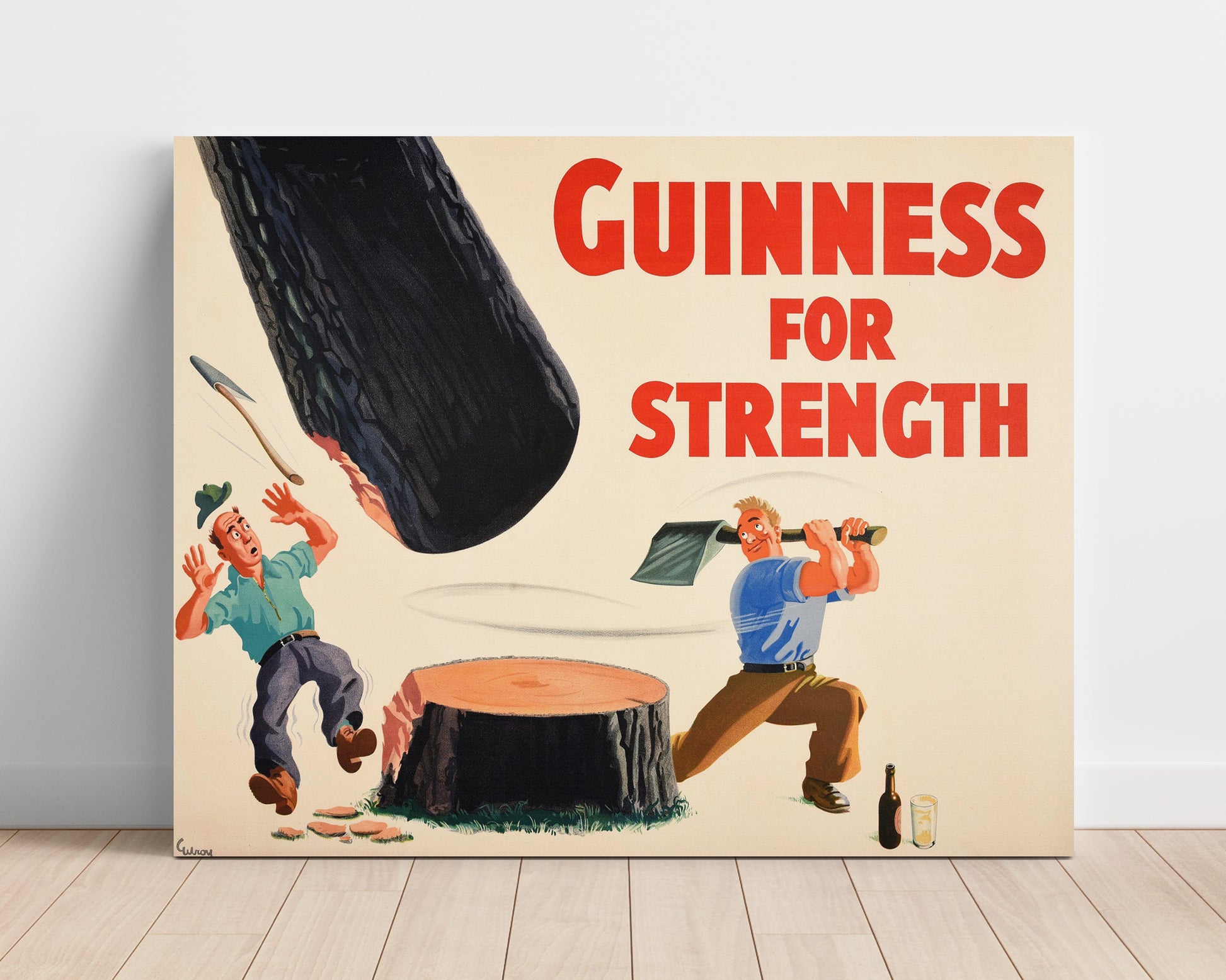 For Strength Lumberjack Log Poster - Landscape Guinness Wall Art