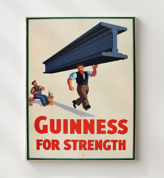 Guinness for Strength - Steel Beam Worker 8x10 Canvas vintage Guinness beer poster wall art