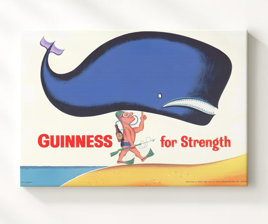Guinness for Strength - Whale Diver 8x10 Canvas vintage Guinness beer poster wall art