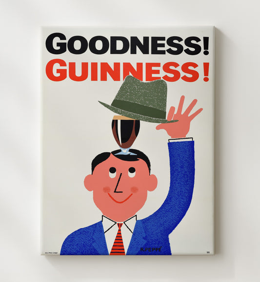 Guinness Goodness - Hat Trick Illustration 8x10 Canvas vintage Guinness beer poster wall art