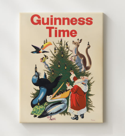 Guinness Time - Christmas Animals Tree 8x10 Canvas vintage Guinness beer poster wall art