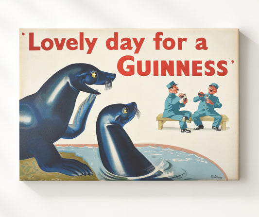 Guinness Lovely Day for a Guinness - Seals 8x10 Canvas vintage Guinness beer poster wall art