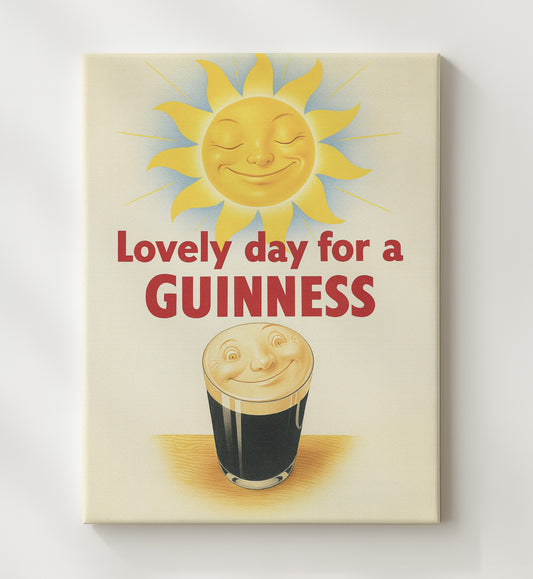 Guinness Lovely Day for a Guinness - Smiling Sun 8x10 Canvas vintage Guinness beer poster wall art