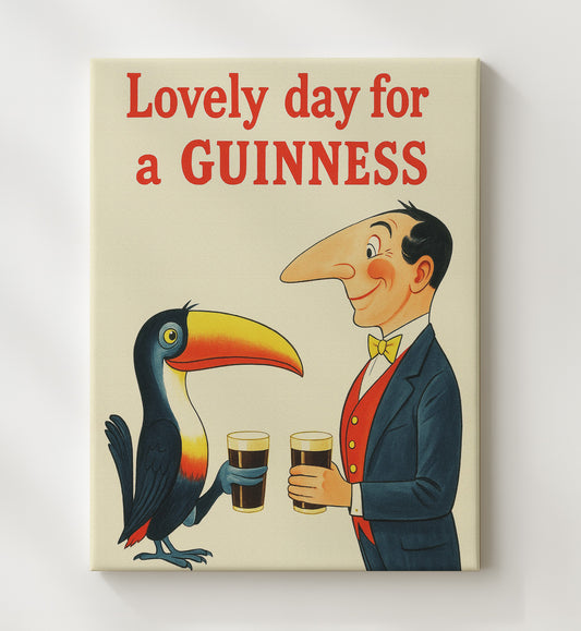 Guinness Lovely Day for a Guinness - Toucan 8x10 Canvas vintage Guinness beer poster wall art