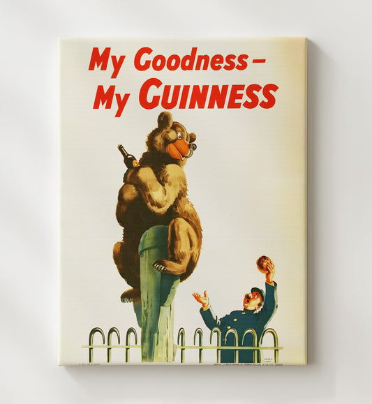 Guinness My Goodness, My Guinness - Bear 8x10 Canvas vintage Guinness beer poster wall art