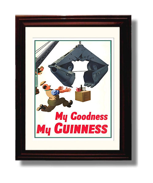 My Goodness My Guinness Crane Grab Illustration Poster Guinness Wall Art