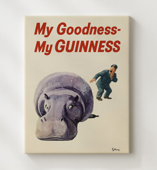 Guinness My Goodness, My Guinness - Hippopotamus 8x10 Canvas vintage Guinness beer poster wall art