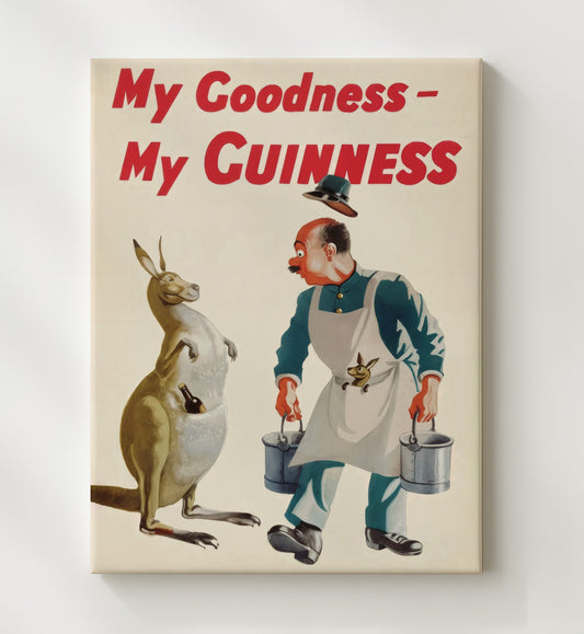 Guinness My Goodness, My Guinness - Kangaroo 8x10 Canvas vintage Guinness beer poster wall art