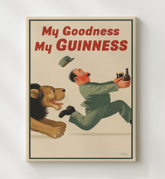 Guinness My Goodness, My Guinness - Lion 8x10 Canvas vintage Guinness beer poster wall art