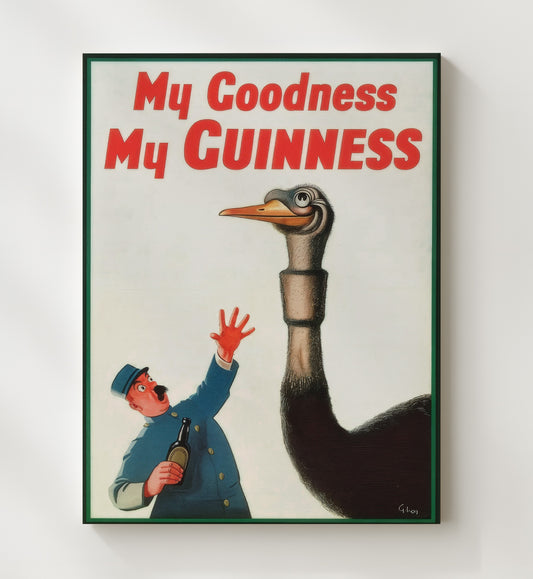 Guinness My Goodness, My Guinness - Ostrich 8x10 Canvas vintage Guinness beer poster wall art