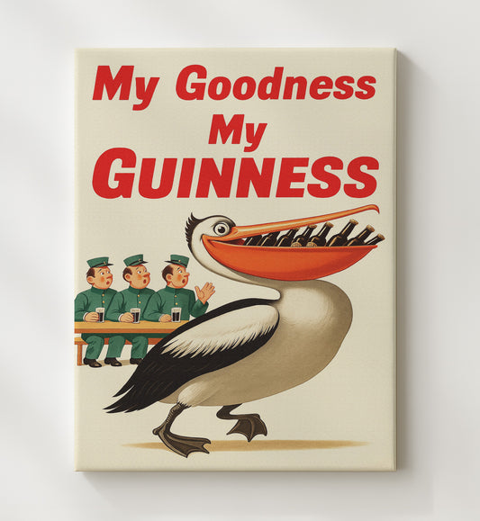 Guinness My Goodness, My Guinness - Pelican Bottles 8x10 Canvas vintage Guinness beer poster wall art